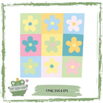 Plotterdatei Retro-Blumen „Flower Grid“ – PNG SVG EPS - Sewando