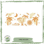 exklusiv bei Sewando: Sublimationsdesign Boho Beach – Palmen & Sonne im Retro-Stil - Sewando