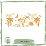 exklusiv bei Sewando: Sublimationsdesign Boho Beach – Palmen & Sonne im Retro-Stil - Sewando