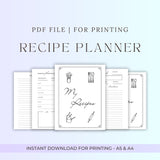 print file recipe planner english