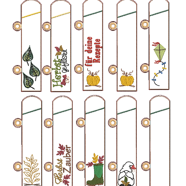 Stickdatei Herbst Etuis Stifteetui Ringbuch für einen oder zwei Kugelschreiber - Sewando