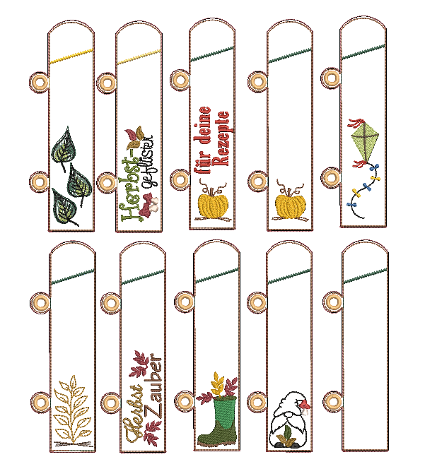 Stickdatei Herbst Etuis Stifteetui Ringbuch für einen oder zwei Kugelschreiber - Sewando