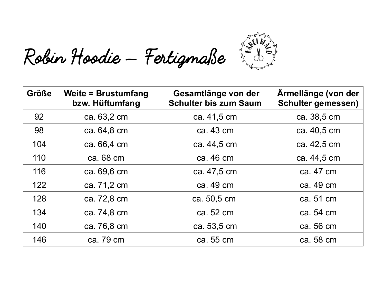 Schnittmuster ROBIN Hoodie Gr.92-146 - Sewando