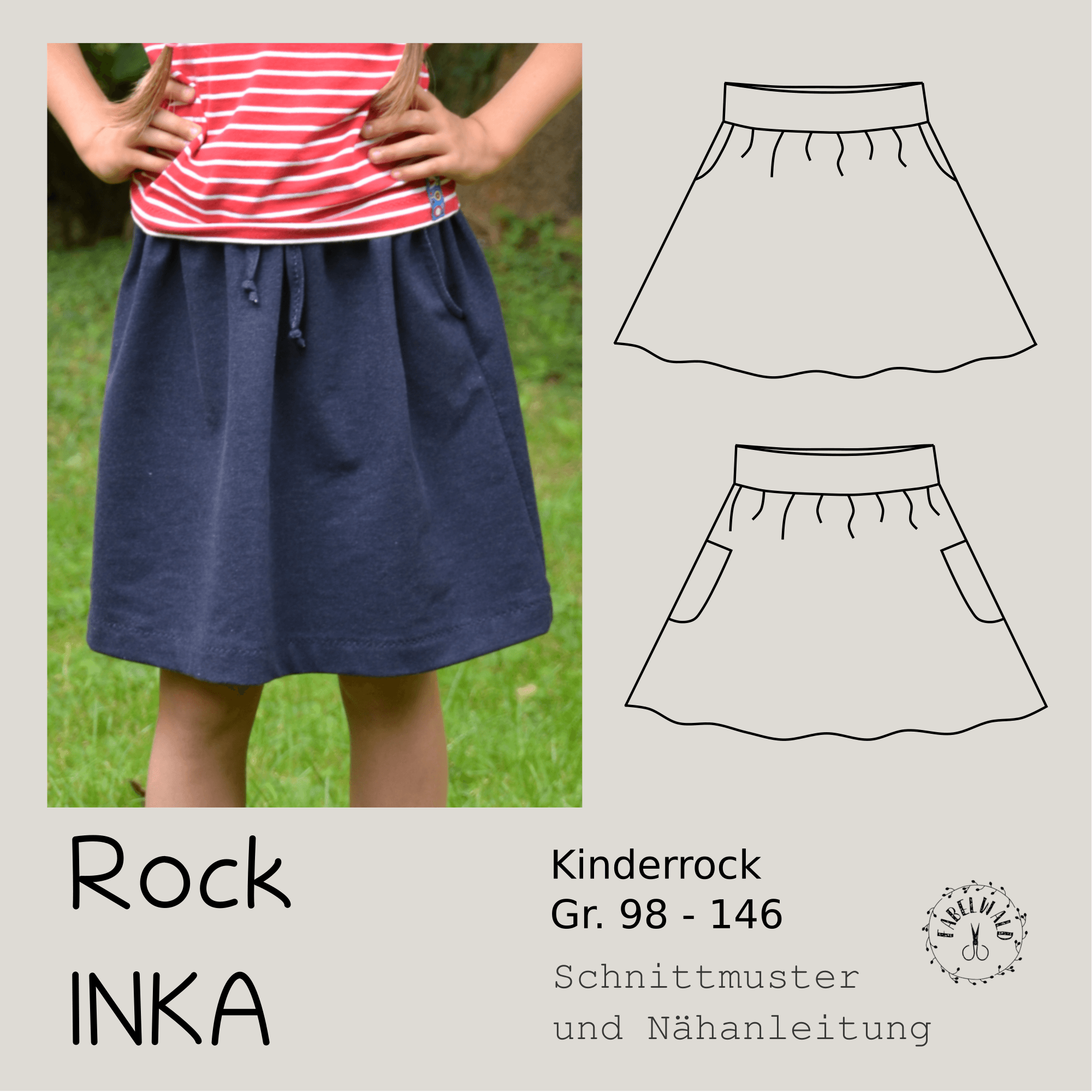 Schnittmuster 4-JAHRESZEITENROCK INKA Gr. 98-146 - Sewando