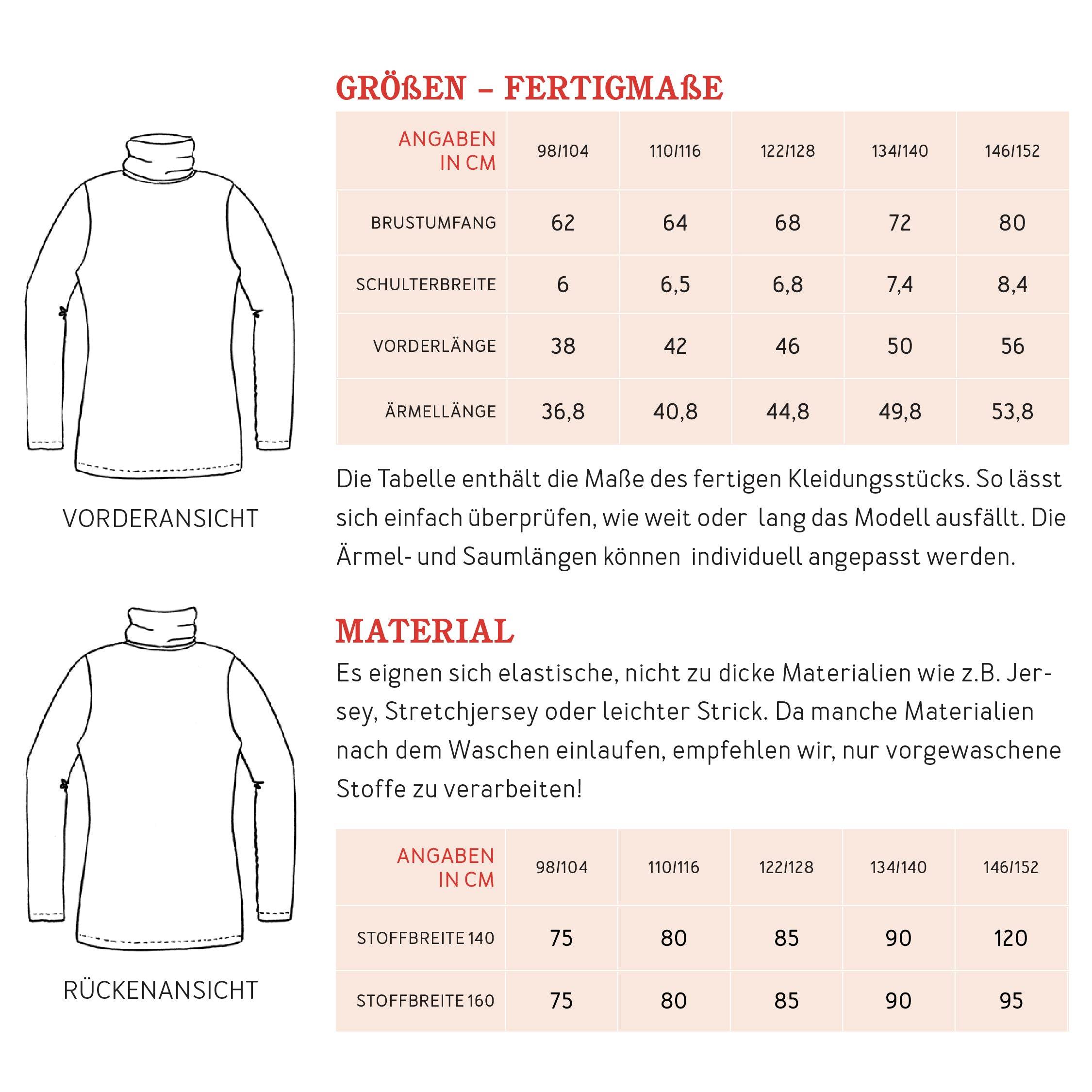 Rollkragenkleid ROMY | Schnittmuster Gr. 98-152 - Sewando