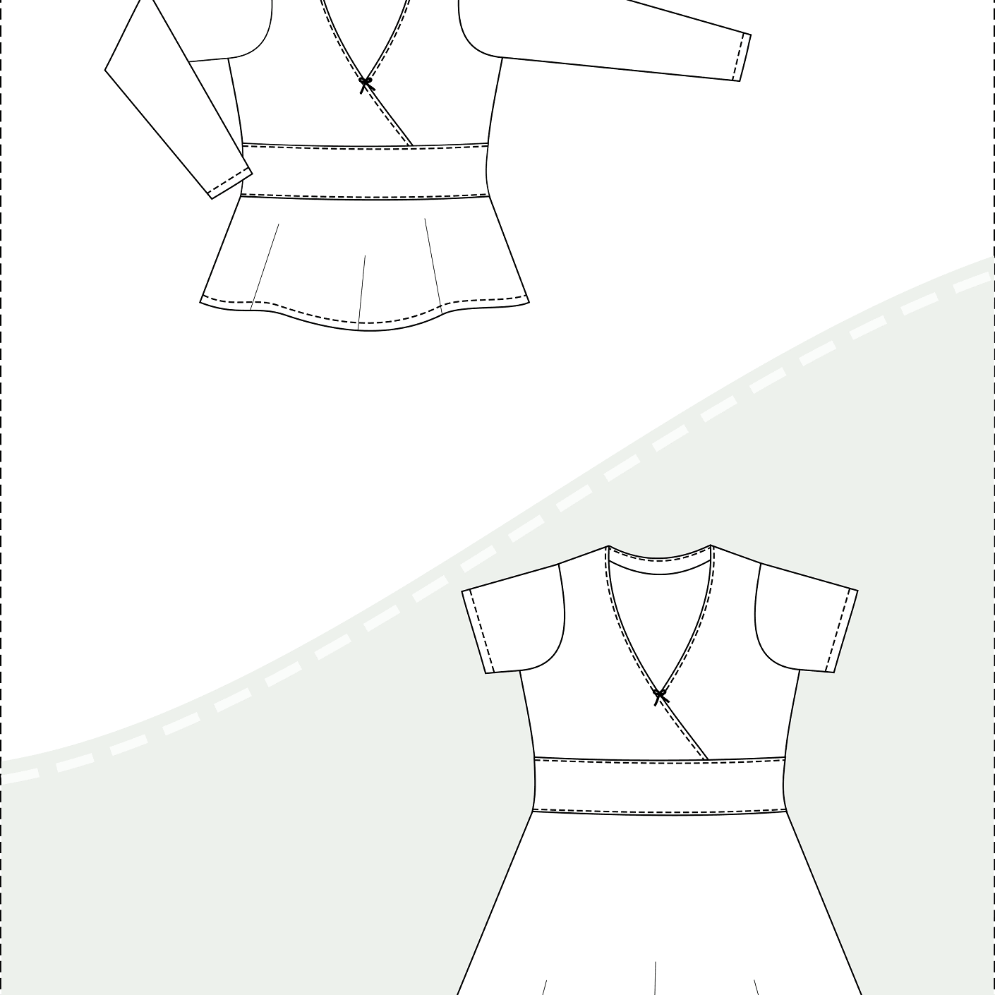Schnittmuster Romy – Wickelkleid & Wickelshirt mit Empire-Taille Gr. 34-50 / BU 80-116 - Sewando
