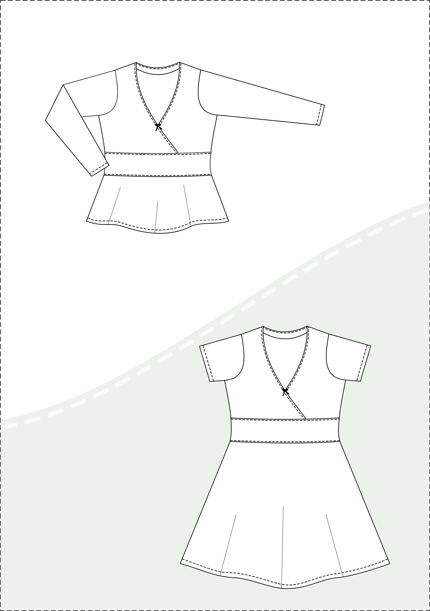Schnittmuster Romy – Wickelkleid & Wickelshirt mit Empire-Taille Gr. 34-50 / BU 80-116 - Sewando