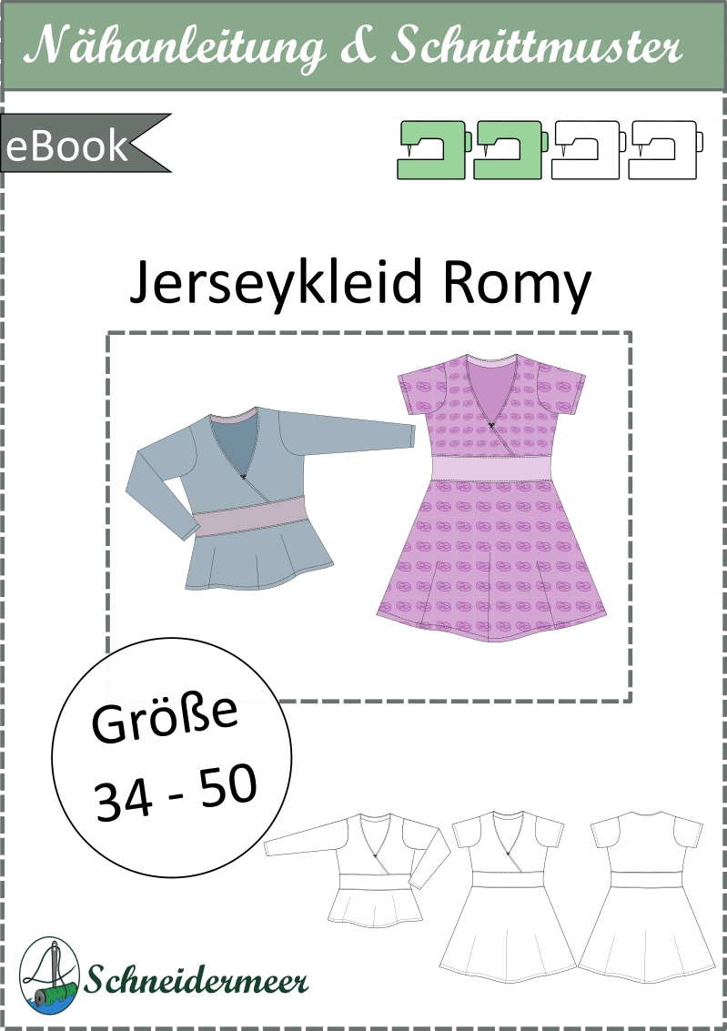 Schnittmuster Romy – Wickelkleid & Wickelshirt mit Empire-Taille Gr. 34-50 / BU 80-116 - Sewando