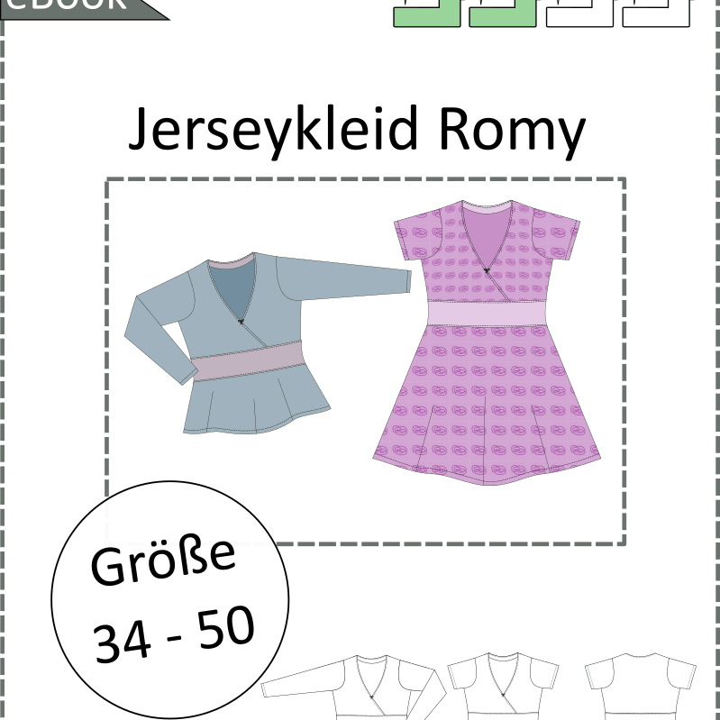Schnittmuster Romy – Wickelkleid & Wickelshirt mit Empire-Taille Gr. 34-50 / BU 80-116 - Sewando