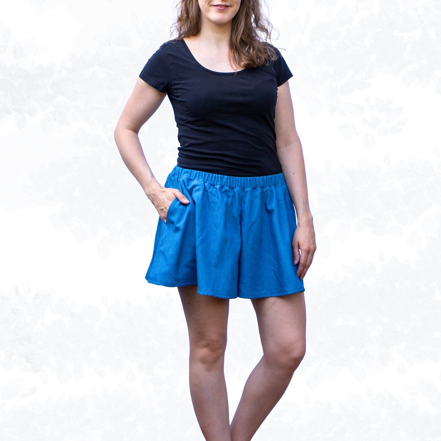 Schnittmuster Ronja, Schnittmuster Hosenrock mit Gummizug Gr. 34-50 - Sewando