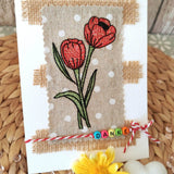Stickdatei Set 6 Blumen - Mohnblume, Sonnenblume, Tulpe, Margerite & Rose - Sewando