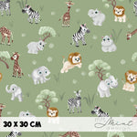 Stoffdesign - Safari Buddies - alle Tiere grün - nicht exkusiv - Sewando