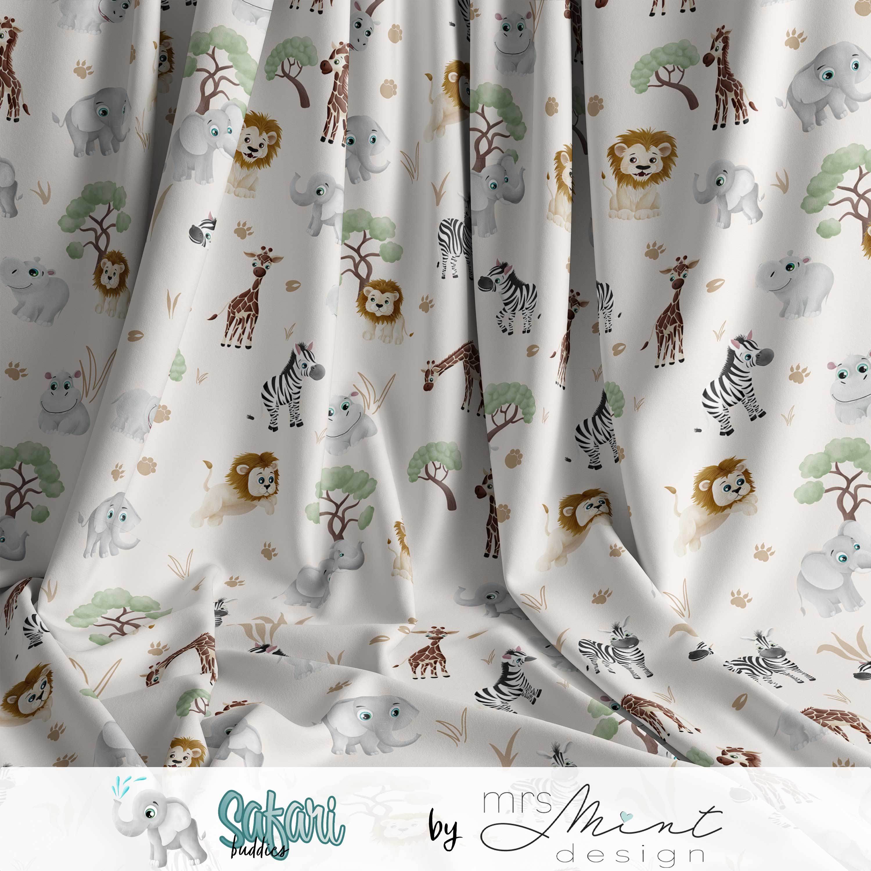 Stoffdesign - Safari Buddies - alle Tiere hellbeige - nicht exkusiv - Sewando