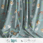 Stoffdesign - Safari Buddies - alle Tiere rauchblau - nicht exkusiv - Sewando