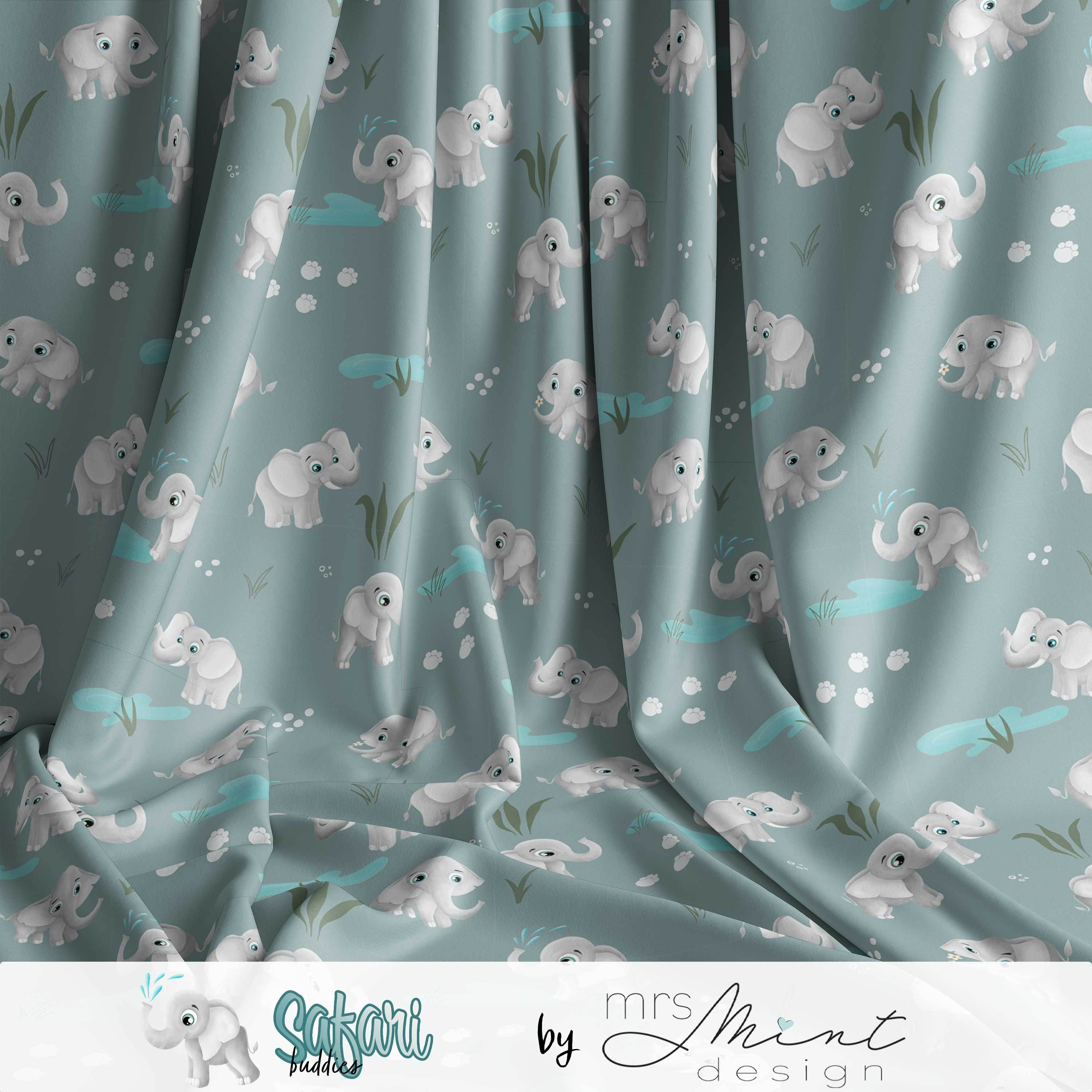 Stoffdesign - Safari Buddies - Elefant rauchblau - nicht exkusiv - Sewando