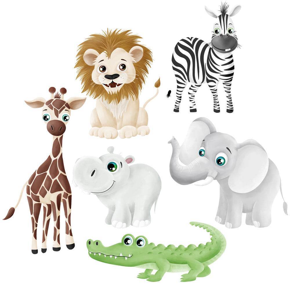 Bügelbilder PNG - Safari Buddies - Giraffe, Löwe, Zebra, Elefant, Hippo, Krokodil - Sewando