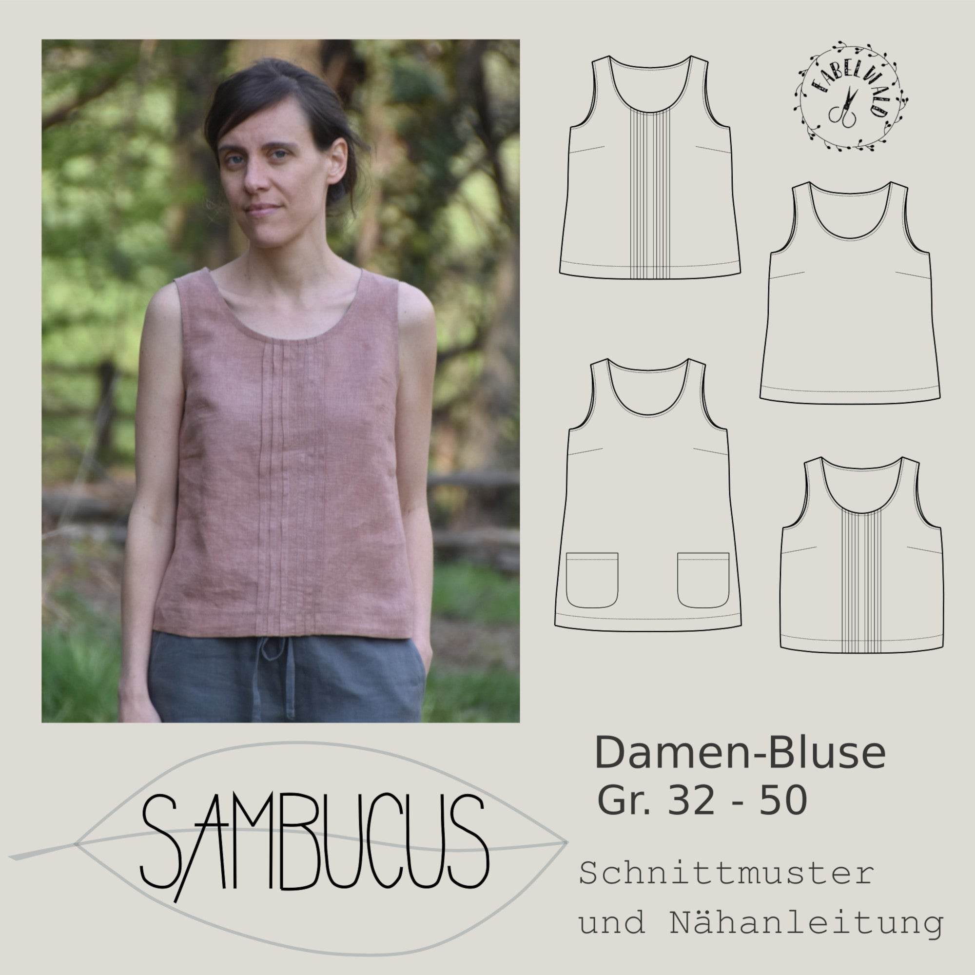 Schnittmuster BLUSE SAMBUCUS Gr.32-50 - Sewando