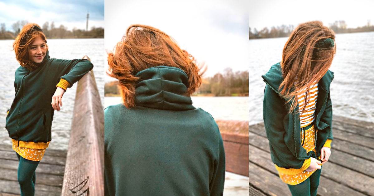 CESANA: COOLE SWEATJACKE MIT FALTEN KRAGEN: EBOOK 92-158 SCHNITTMUSTER - Sewando