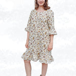 Schnittmuster Sarah – Lockeres Leinenkleid oder Tunika mit Saumrüschen Gr. 34-50 / BU 80-116 - Sewando