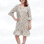 Schnittmuster Sarah – Lockeres Leinenkleid oder Tunika mit Saumrüschen Gr. 34-50 / BU 80-116 - Sewando
