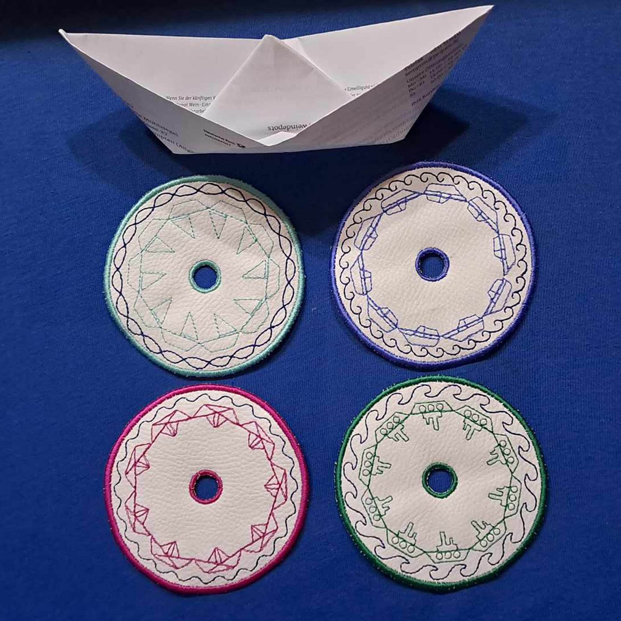 4x Stickdatei Schiffe ITH Untersetzer - Sewando