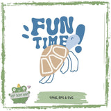 Schildkröten Plotterdatei „Fun Time“ – süßes Ozean-Motiv als SVG, PNG & EPS - Sewando