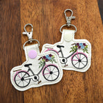 Stickdatei ITH Fahrrad Schlüsselanhänger Blumen - Sewando