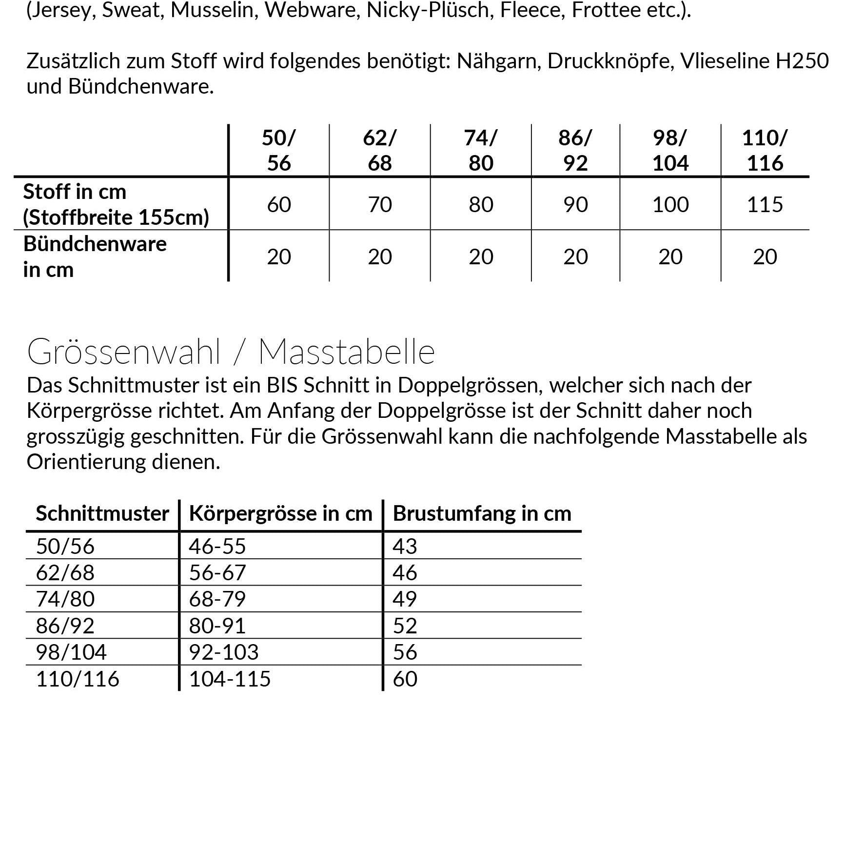 Gemütlicher Schlafi, Schnittmuster Grösse 50-116 - Sewando