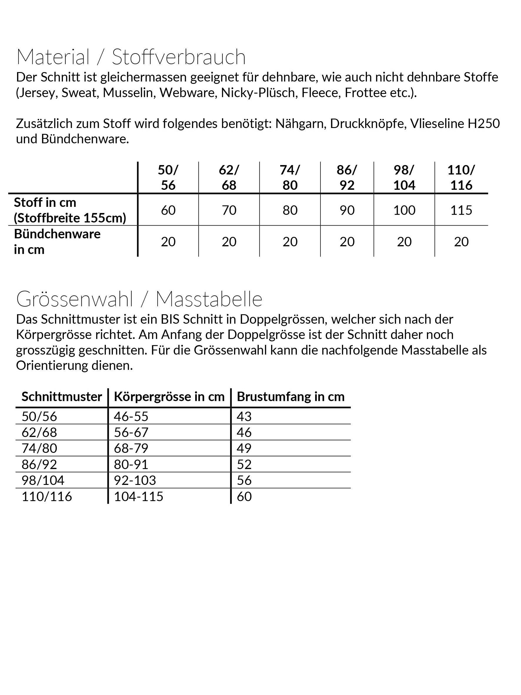Gemütlicher Schlafi, Schnittmuster Grösse 50-116 - Sewando