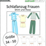 Jersey-Schlafanzug - Pyjama Set mit Shirt & Hose für Damen Gr. 34-50 / BU 80-116 - Sewando