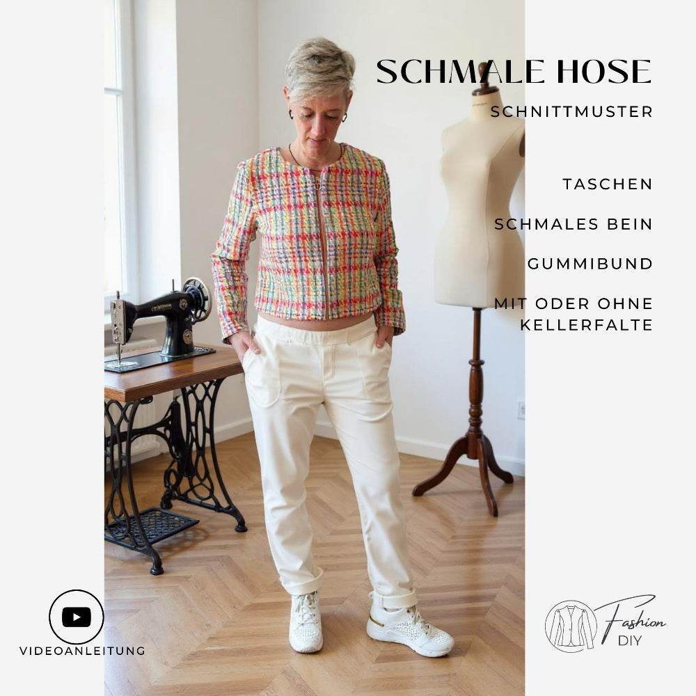 Schmale Hose als Hüft- oder Taillenhose in S-XL - Sewando