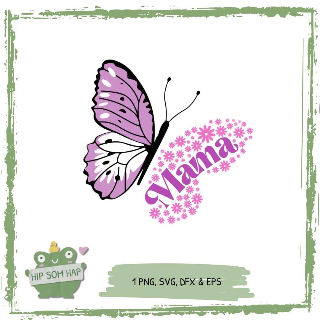 Plotterdatei „Mama Schmetterling“ – Florales Motiv mit Blüten – für Muttertag, - Sewando