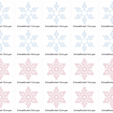 Stickdatei - 7 Schneeflocken - Linie in 10 Größen