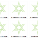 Stickdatei - 7 Schneeflocken - Linie in 10 Größen