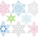 Stickdatei - 8 Schneeflocken - Linie in 10 Größen