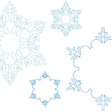 Stickdatei - 7 Schneeflocken - Linie in 10 Größen