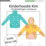 Schnittmuster Kim - Kinderhoodie mit Kapuze oder Wickelkragen Gr. 86-158 - Sewando