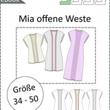 Schnittmuster Mia - offene Weste & ärmelloser Cardigan Gr. 34-50 / BU 80-116 cm - Sewando