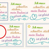 5x Stickdatei "schneller sticken" ITH und Solotext