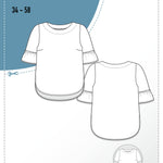 Schnittmuster Bluse mit Ärmelrüsche AREIA (34-58) : - Sewando