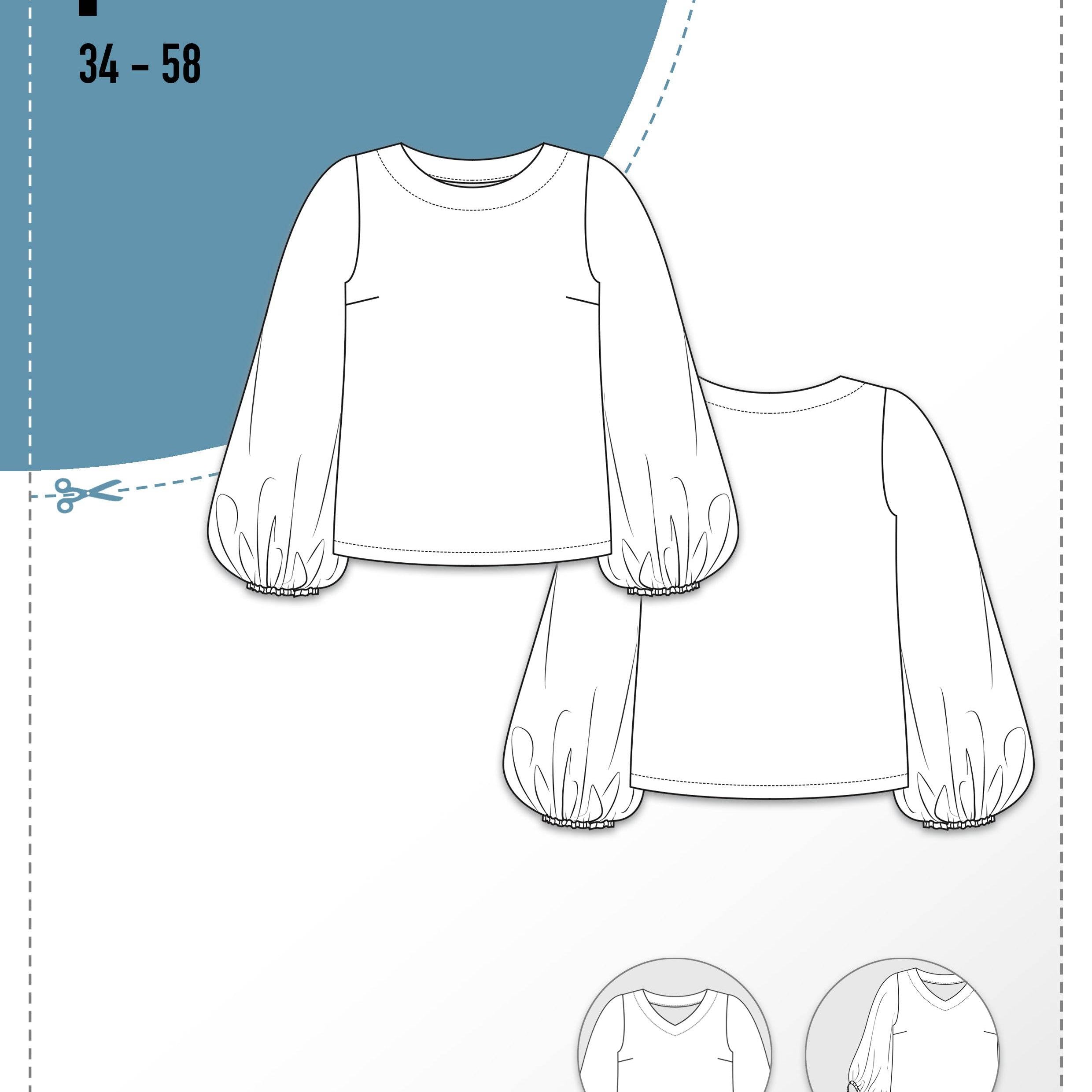 Schnittmuster Bluse mit Ballonärmeln PETUNIA (34-58) : - Sewando