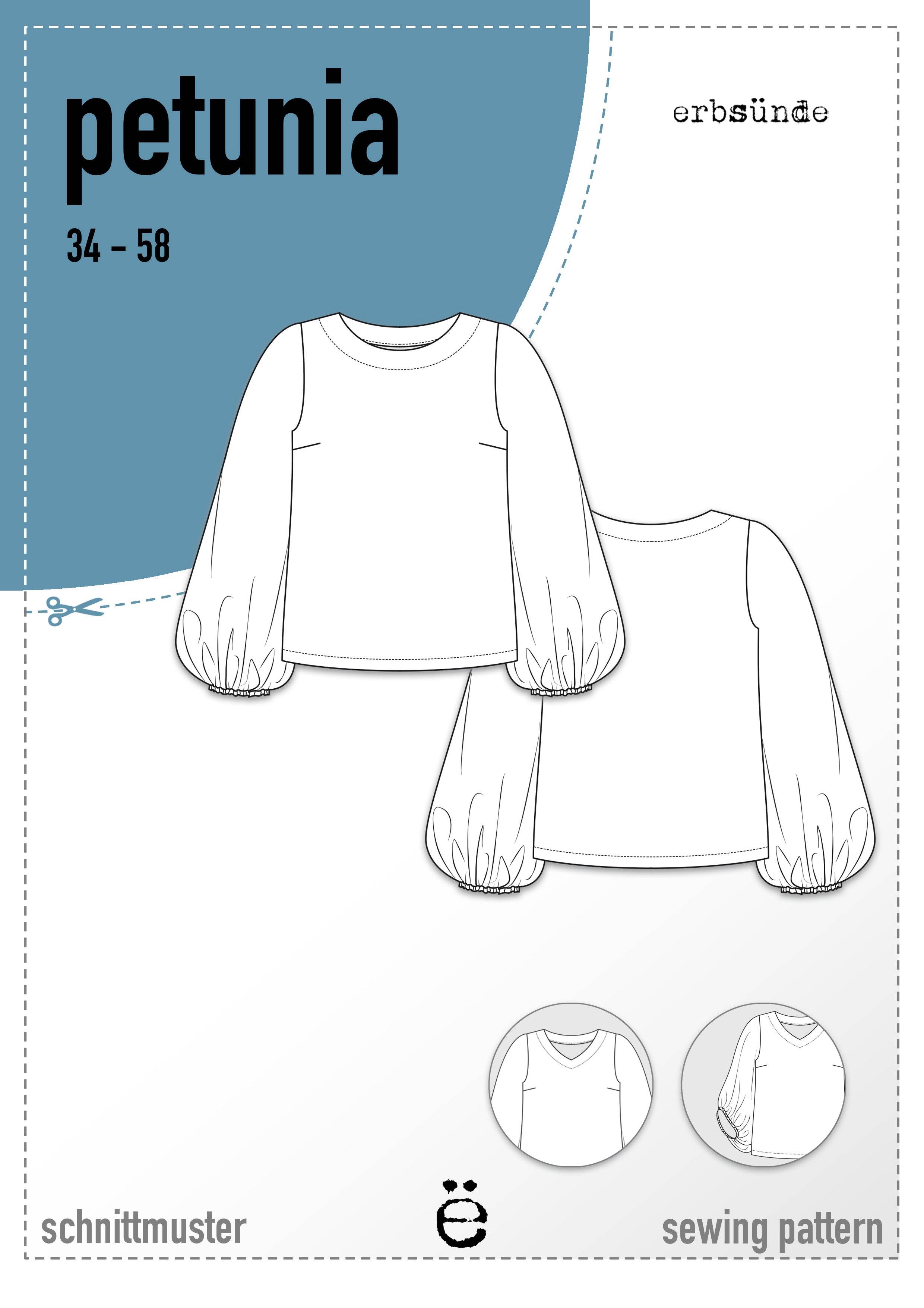 Schnittmuster Bluse mit Ballonärmeln PETUNIA (34-58) : - Sewando