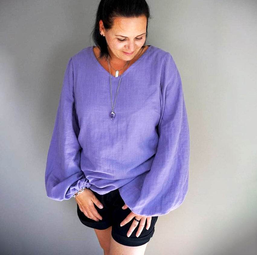 Schnittmuster Bluse mit Ballonärmeln PETUNIA (34-58) : - Sewando