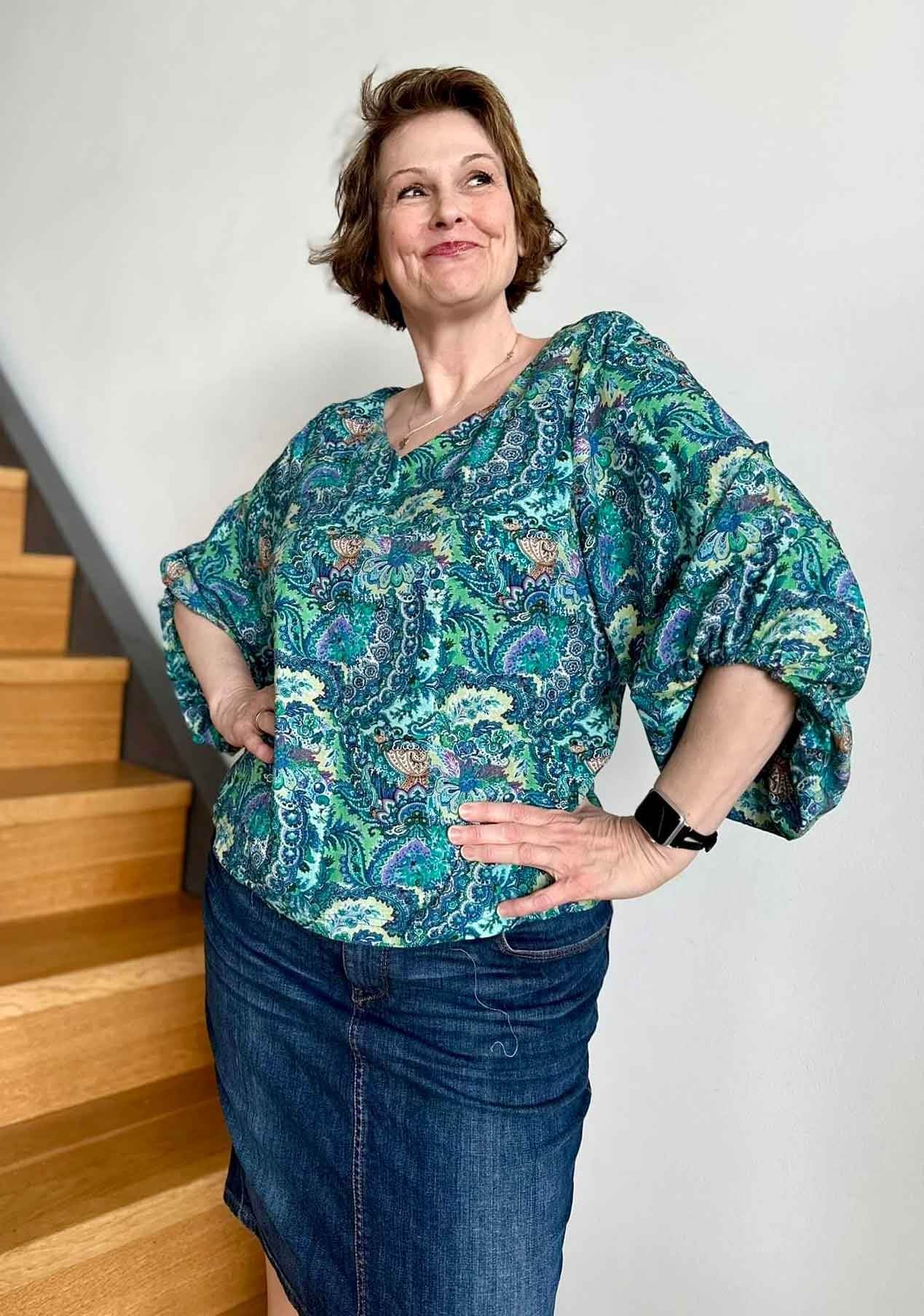 Schnittmuster Bluse mit Ballonärmeln PETUNIA (34-58) : - Sewando