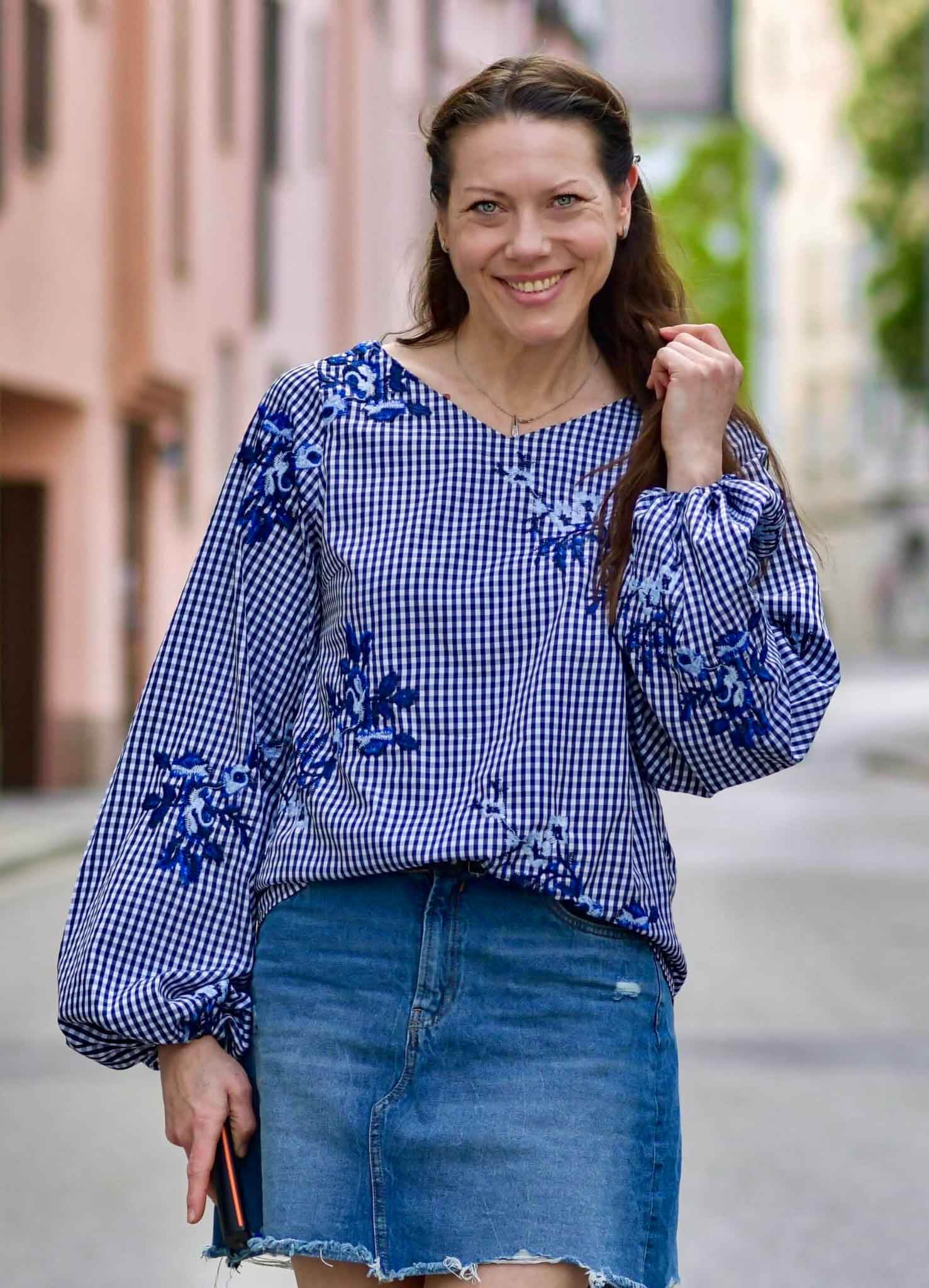 Schnittmuster Bluse mit Ballonärmeln PETUNIA (34-58) : - Sewando