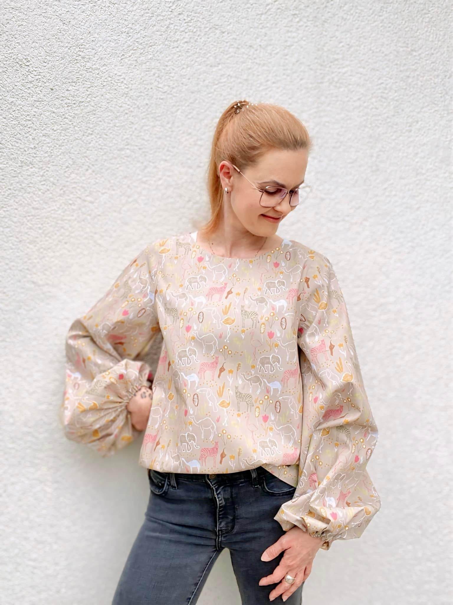 Schnittmuster Bluse mit Ballonärmeln PETUNIA (34-58) : - Sewando