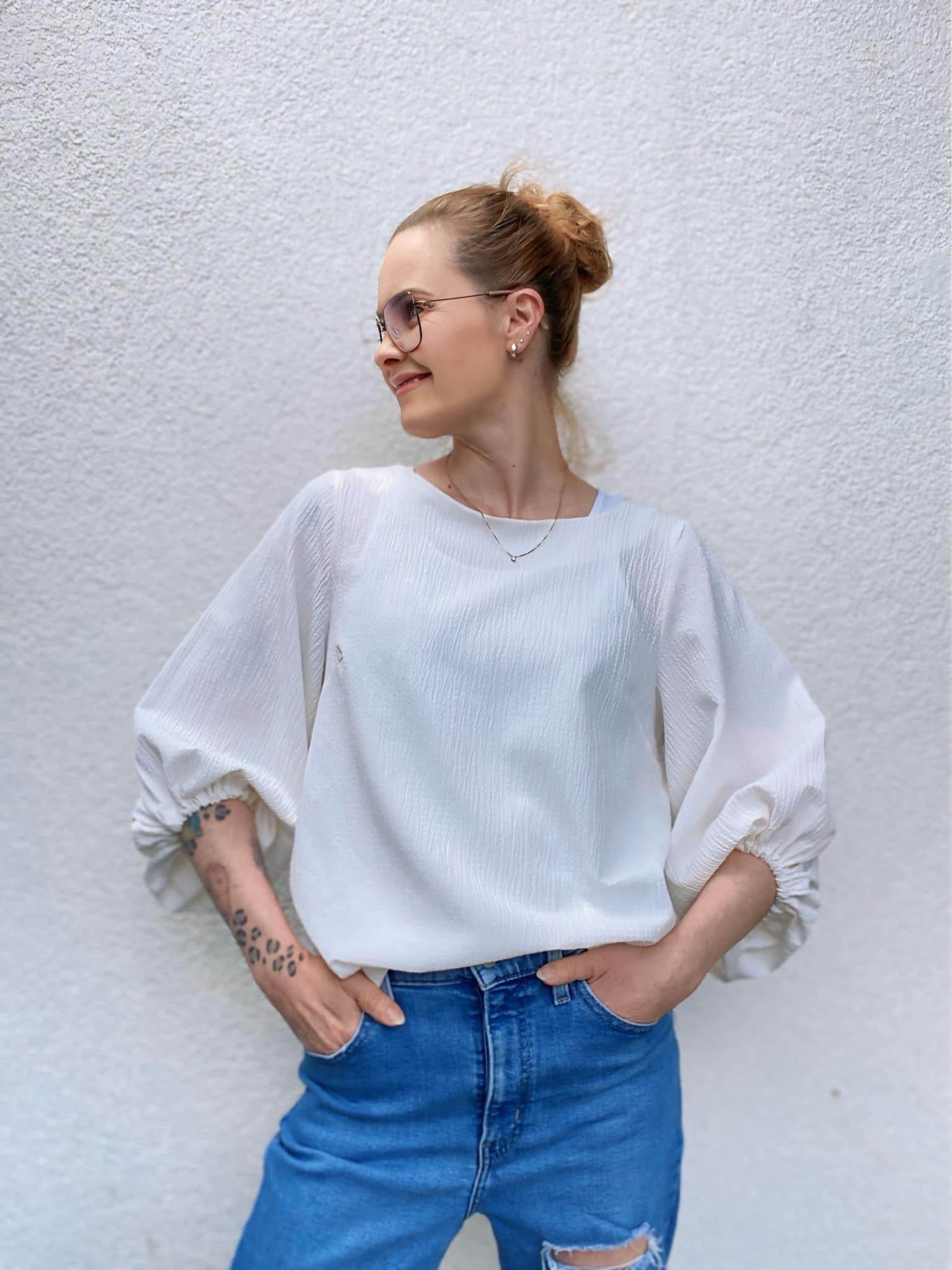 Schnittmuster Bluse mit Ballonärmeln PETUNIA (34-58) : - Sewando