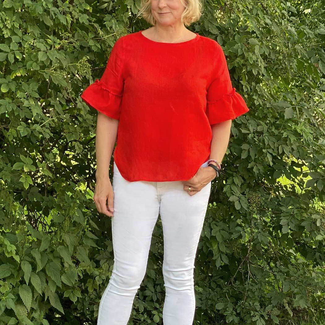 Schnittmuster Bluse mit Ärmelrüsche AREIA (34-58) : - Sewando