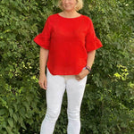 Schnittmuster Bluse mit Ärmelrüsche AREIA (34-58) : - Sewando