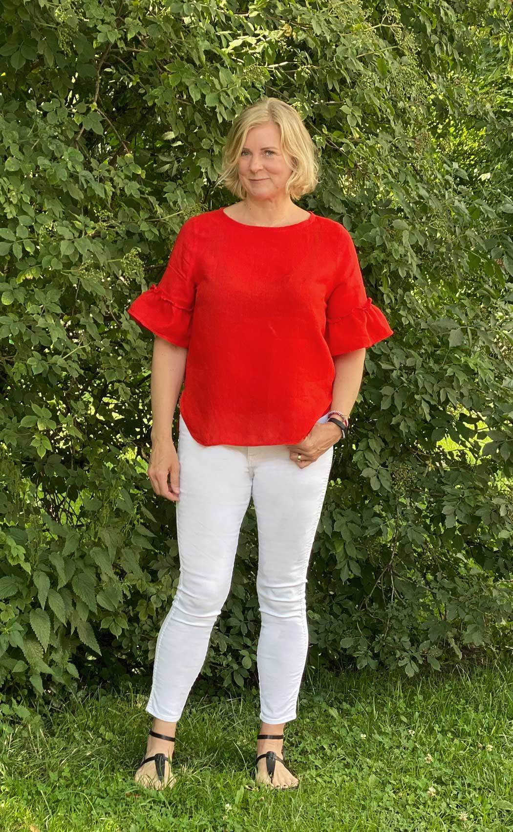 Schnittmuster Bluse mit Ärmelrüsche AREIA (34-58) : - Sewando